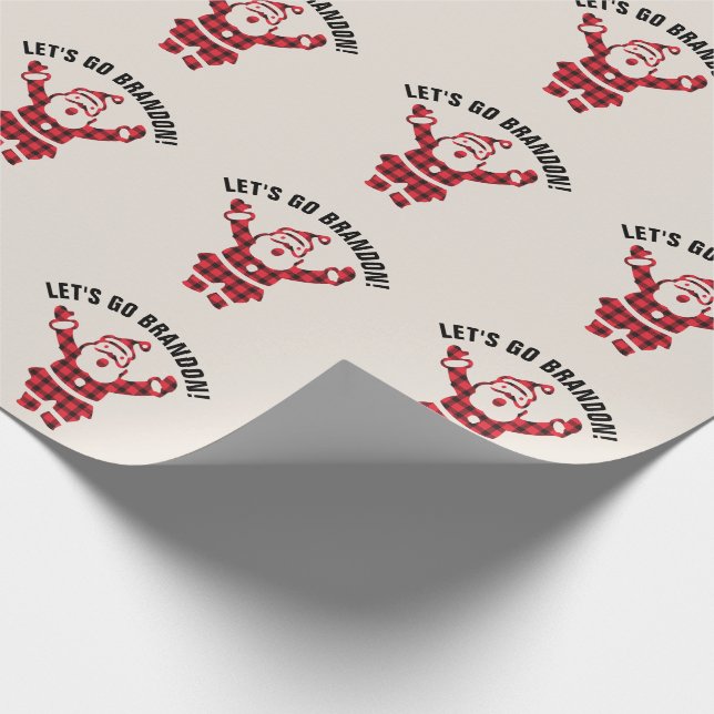 LET'S GO BRANDON! FUNNY CHRISTMAS SANTA  WRAPPING  PAPER (Corner)