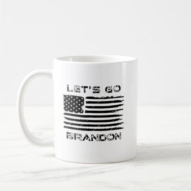 Let's Go Brandon Funny Patriotic American Flag Coffee Mug (Left)