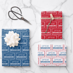Let's Go Brandon Funny Patriotic Christmas Wrapping Paper Sheet