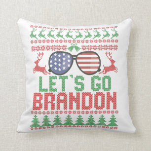 Let's Go Brandon Funny Ugly Christmas Sweater Cushion