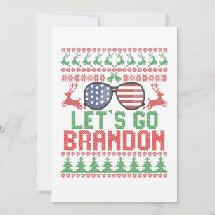 Let's Go Brandon Funny Ugly Christmas Sweater Thank You Card