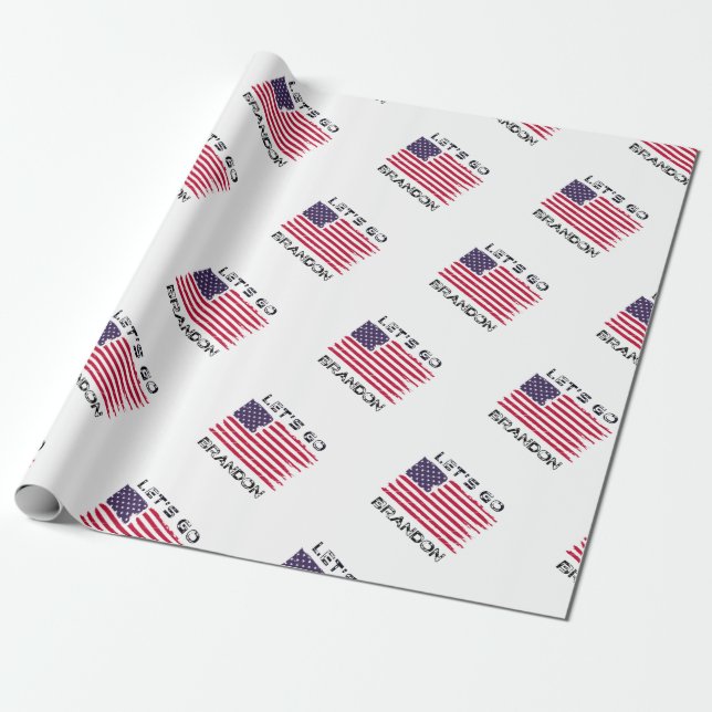 Let's Go Brandon Joe Biden Distressed Flag Wrapping Paper (Unrolled)
