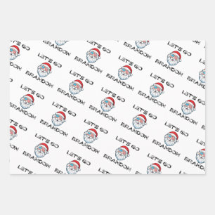 Let's Go Brandon Joe Biden Santa Christmas Wrappin Wrapping Paper Sheet