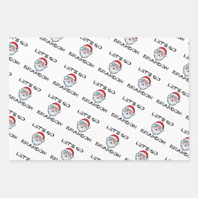 Let's Go Brandon Joe Biden Santa Christmas Wrappin Wrapping Paper Sheet (Front)