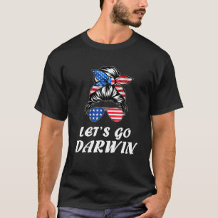 Let's Go Brandon Messy Bun America US Flag T-Shirt