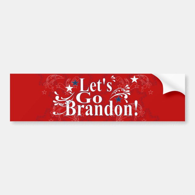 Let's Go Brandon Red Patriotic Bumper Sticker (Front)