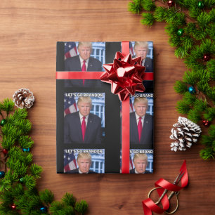 LET'S GO BRANDON TRUMP CHRISTMAS WRAPPING PAPER