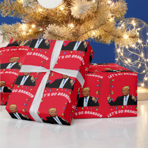LET'S GO BRANDON TRUMP Christmas Wrapping Paper