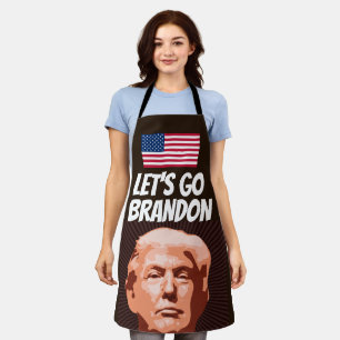 LET'S GO BRANDON TRUMP KITCHEN APRON FOR CHRISTMAS