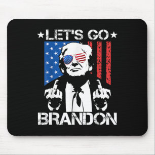 Lets Go Brandon Trump Middle Finger Flag Mouse Pad