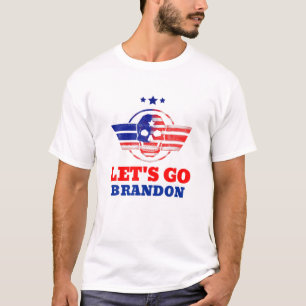 Lets Go Brandon USA Skull Flag Distressed T-Shirt