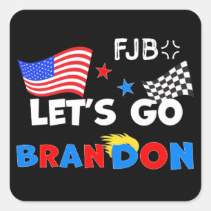 LETS GO BRANDON with TRUMP Hair Square Sticker
