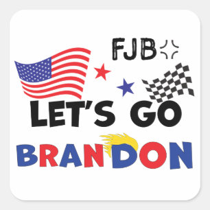 LETS GO BRANDON with TRUMP Hair Square Sticker