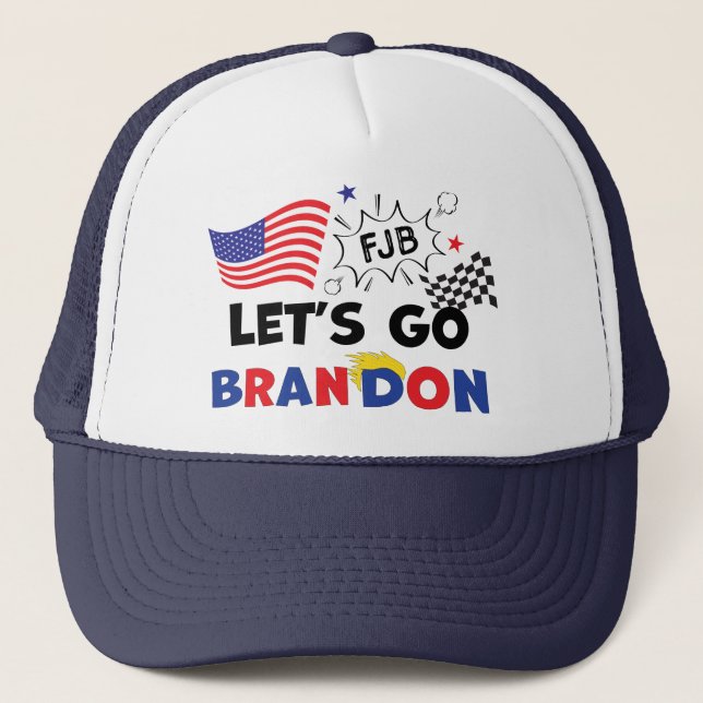 LETS GO BRANDON with Trump Hair Trucker Hat (Front)