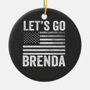 Let's Go Brenda American Flag Election  Ceramic Ornament