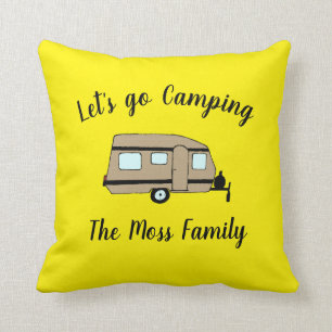 Let's Go Camping Cute Camper Cushion