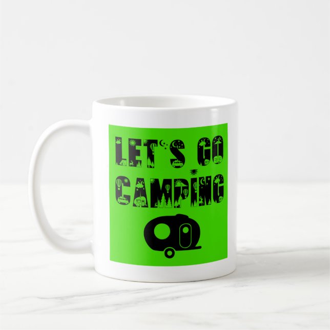 Let's Go Camping - Fiberglass Egg Coffee Mug (Left)