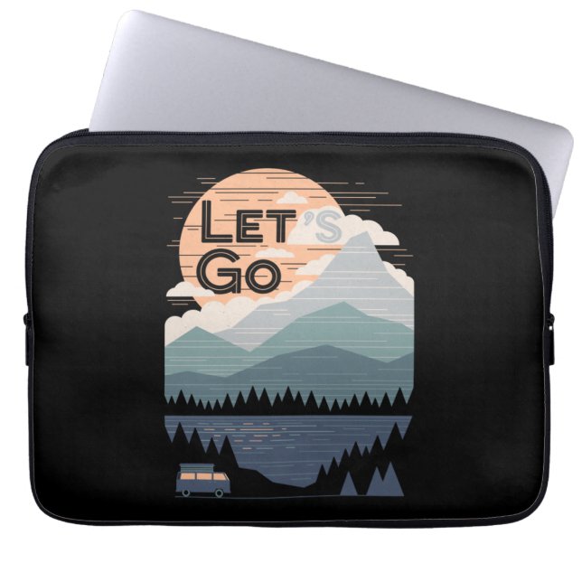 Let's Go Camping, Go Camp Laptop Sleeve (Front)