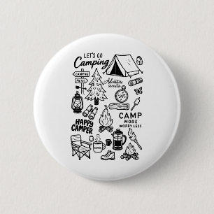 Lets Go Camping Nature Lover Campfire Adventure Aw 6 Cm Round Badge