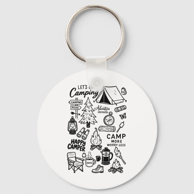 Lets Go Camping Nature Lover Campfire Adventure Aw Key Ring (Front)