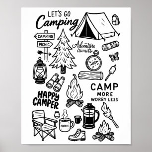Lets Go Camping Nature Lover Campfire Adventure Aw Poster