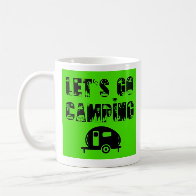 Let's Go Camping - Teardrop Trailer Coffee Mug (Left)