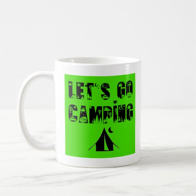 Let's Go Camping - Tent Coffee Mug (Left)