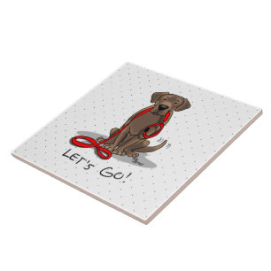 Let's Go! Chocolate Lab Labrador Retriever Funny Ceramic Tile