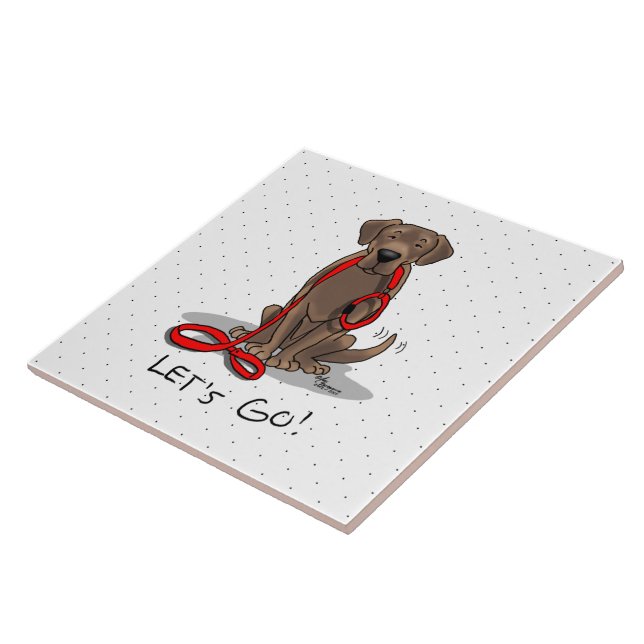 Let's Go! Chocolate Lab Labrador Retriever Funny Ceramic Tile (Side)