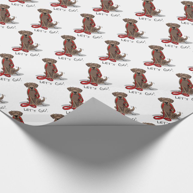 Let's Go! Chocolate Lab Labrador Retriever Funny Wrapping Paper (Corner)