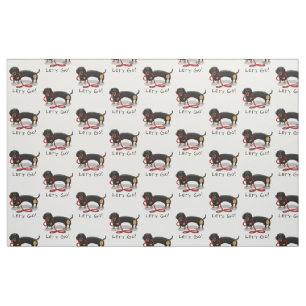 Let's Go! Dachshund (black and tan) Funny dog Fabric