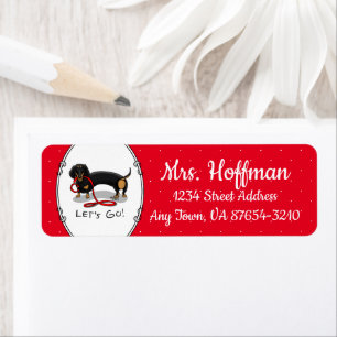 Let's Go! Dachshund (black and tan) Funny dog Return Address Label