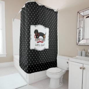 Let's Go! Dachshund (black and tan) Funny dog Shower Curtain