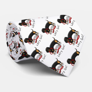 Let's Go! Dachshund (black and tan) Funny dog Tie
