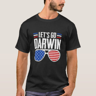 Let's Go Darwin Sarcastic USA Flag Retro Style Gra T-Shirt
