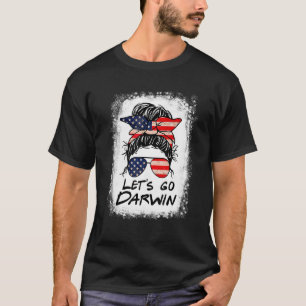 Let's Go Darwin Women Girl Lets Go Usa Flag Messy T-Shirt