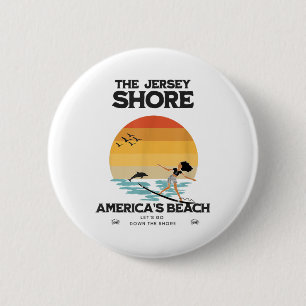 Lets Go Down To The Shore At New Jersey Beach Usa 6 Cm Round Badge