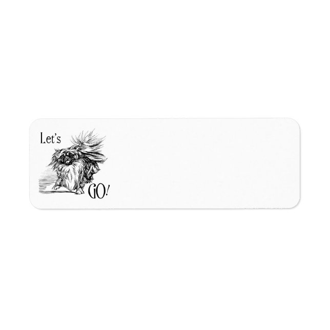 Let's Go!  Eager Pekingese Doggie Return Address Label (Front)