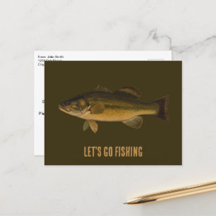 Let's Go Fishing Largemouth Bass Party Invitation Postcard