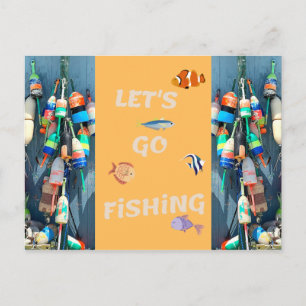 Let's Go Fising Postcard