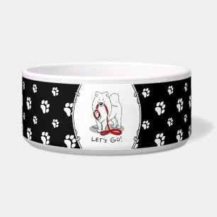 Let's Go! (for a walk) Samoyed w red leash Funny