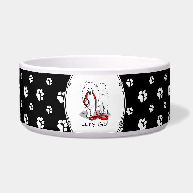 Let's Go! (for a walk) Samoyed w red leash Funny (Front)