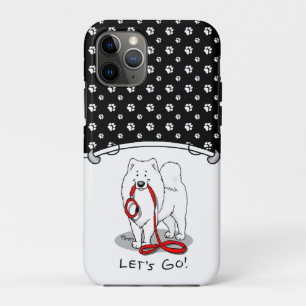 Let's Go! (for a walk) Samoyed w red leash Funny iPhone 11 Pro Case