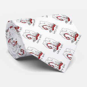 Let's Go! (for a walk) Samoyed w red leash Funny Tie