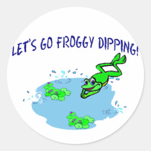 Let's Go Froggy Dipping Classic Round Sticker