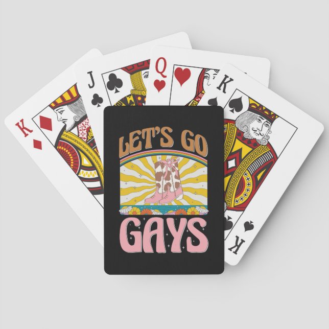 Let's Go Gays Lgbtq Pride Cowgirl Boots Lesbian Playing Cards (Back)
