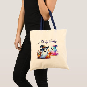 Let's Go Ghouls, 2 Cute Ghost Halloween Tote Bag