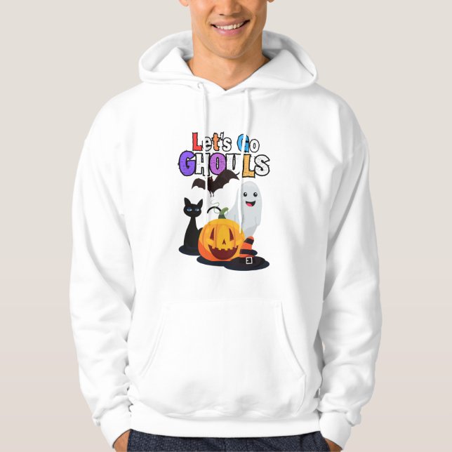 Let's Go GHOULS: Black and Orange Spooky Halloween Hoodie (Front)