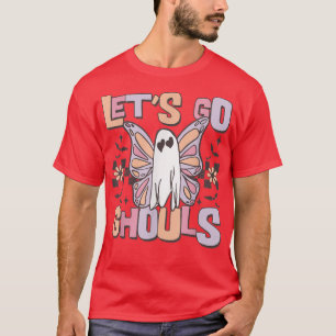 Lets go Ghouls Boo Butterfly Retro Groovy Flower H T-Shirt