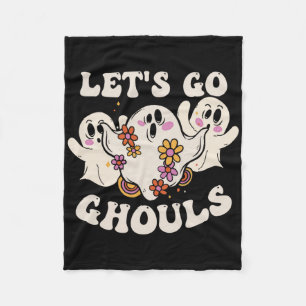 Lets Go Ghouls Costume Halloween Pumpkin Ghost  Fleece Blanket